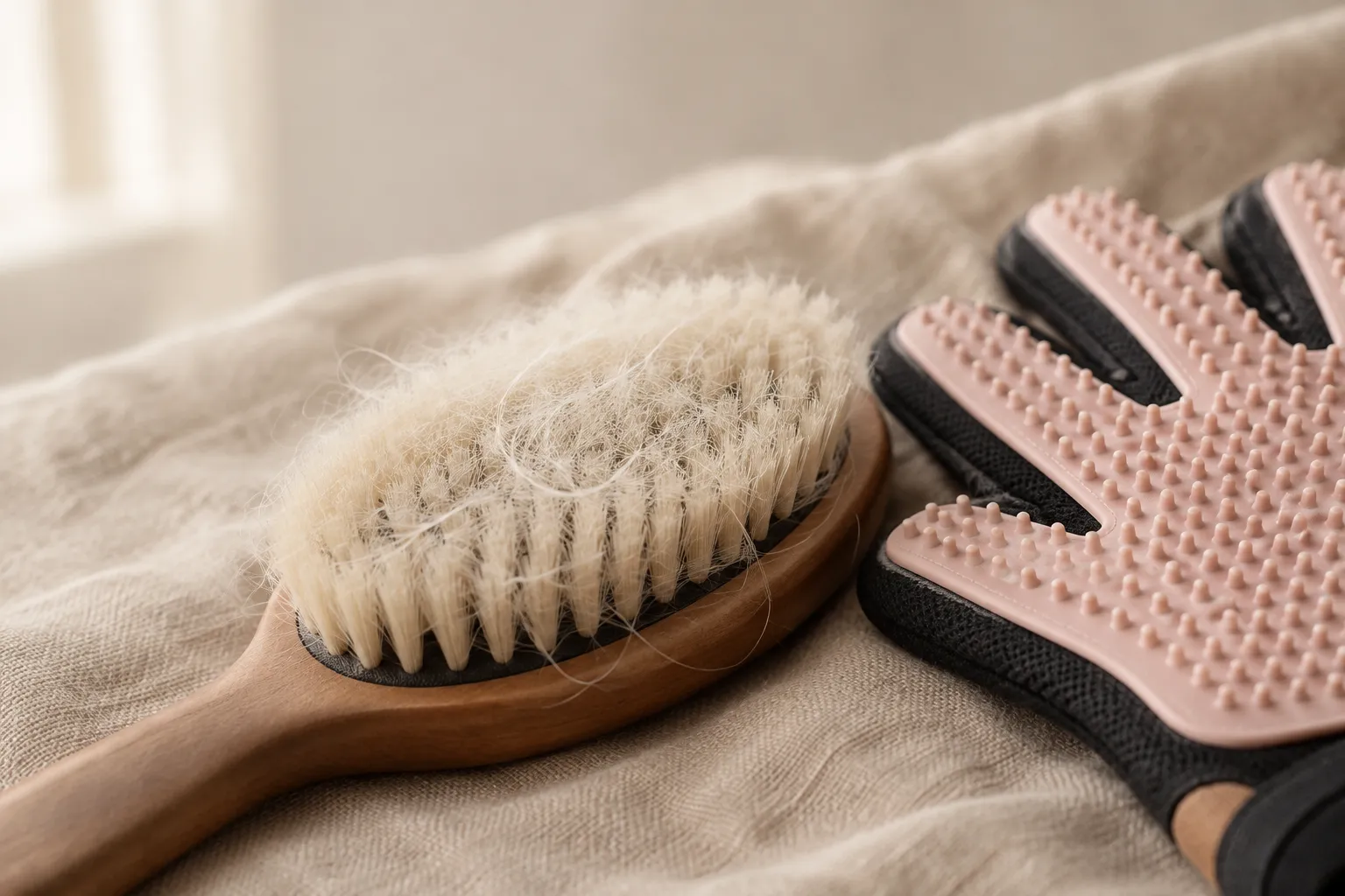 Spazzola morbida e guanto in gomma per la cura del pelo corto del chihuahua