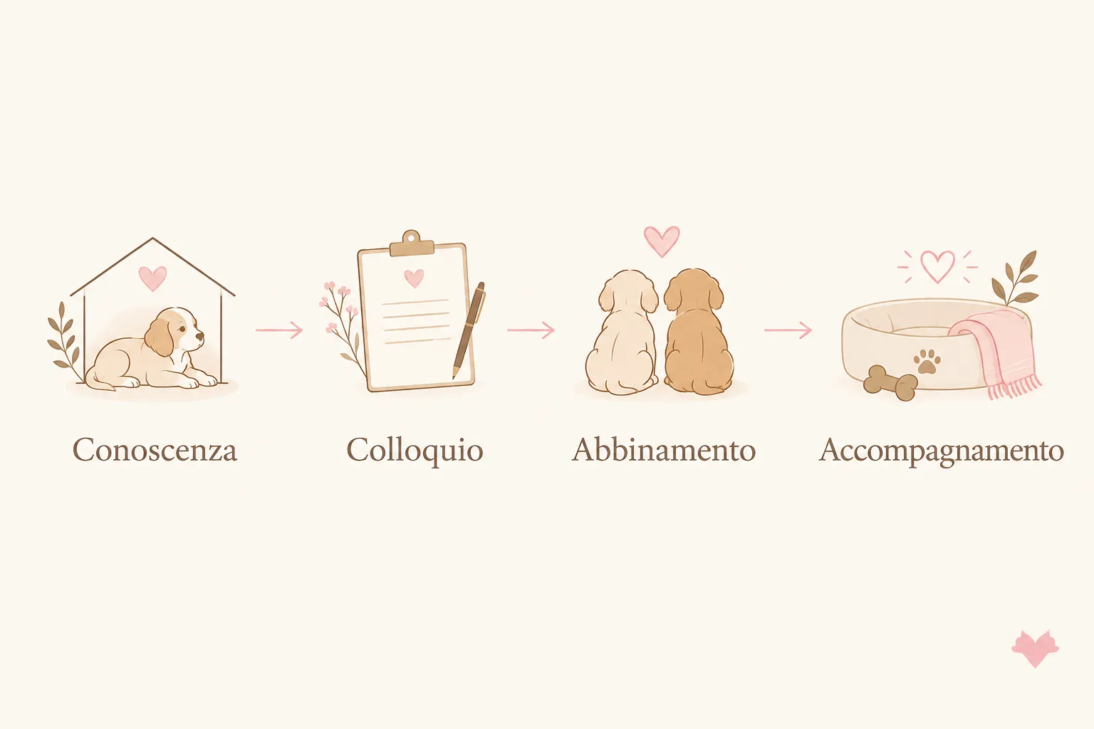 Schema del percorso di conoscenza, colloquio, abbinamento e accompagnamento