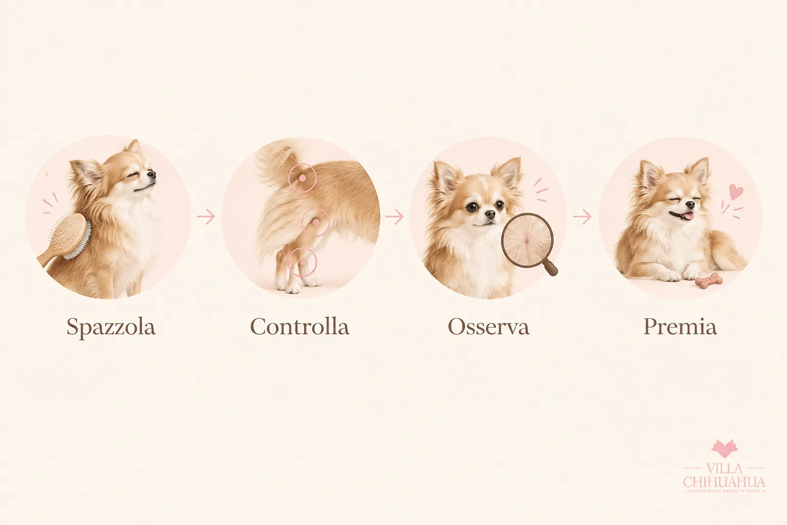 Schema della routine di cura del mantello del Chihuahua
