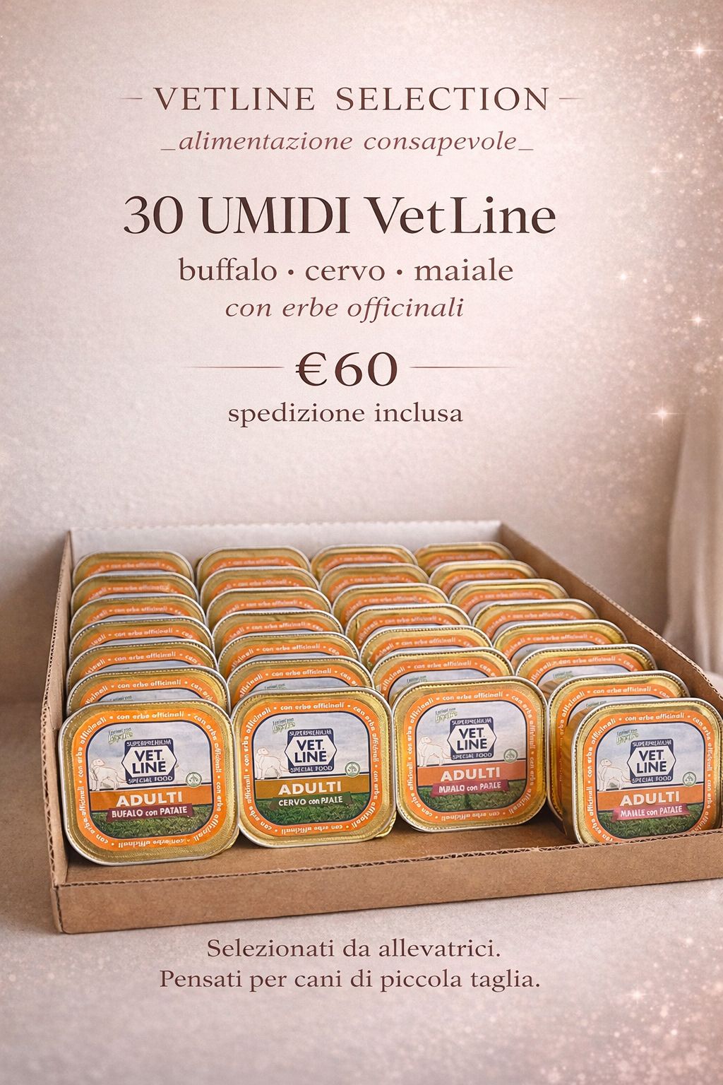 VetLine Everyday Box: 30 Umidi da 150 g | Mix Bufalo, Maiale e Cervo